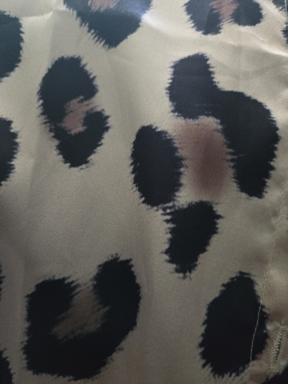 Leopard Print Satin Fabric Top in Tan and Black